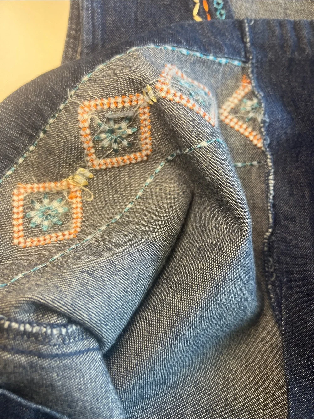 VTG Teddi Denim Vest M NWT 90s Aztec Southwestern Embroidered Jean Cowgirl Y2K - Picture 12 of 12